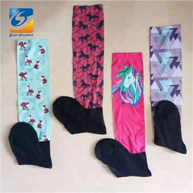 فیشن Sublimation گھڑ سواری جرابوں