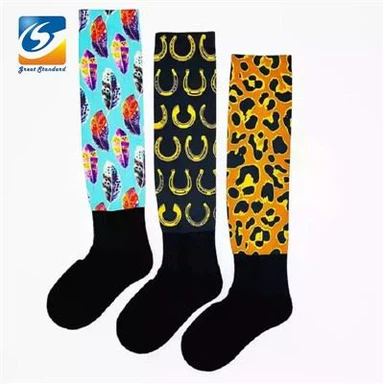 گھٹنے ہائی سبلیمیشن پرنٹنگ ہارس رائڈنگ جرابیں۔